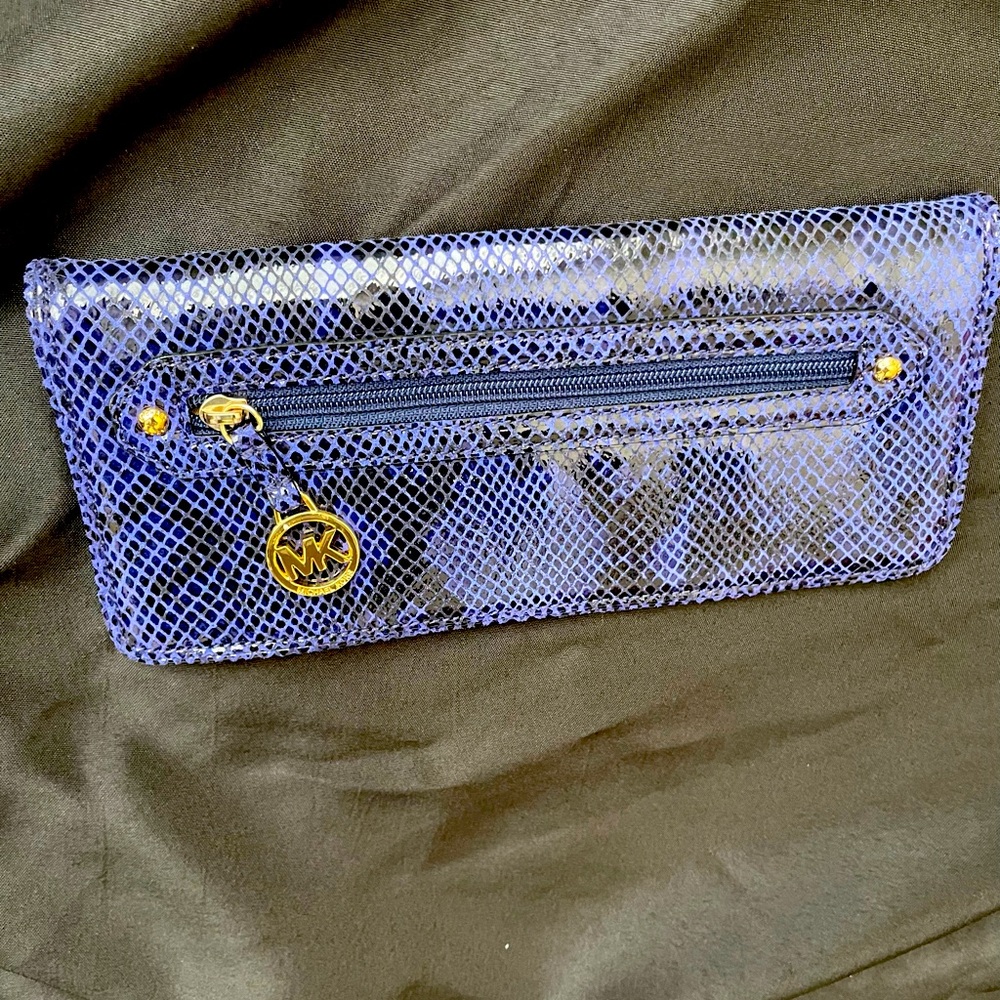 Brand New Michael Kors clutch: Reptile skin purple and black clutch
